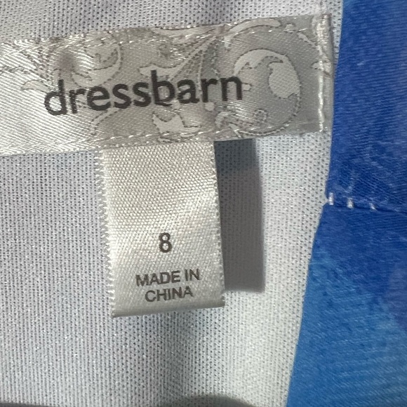 Dress Barn Blue Zig Zag Dress Size 8 Colorful Sleeveless Lined Chiffon Style - Picture 11 of 13